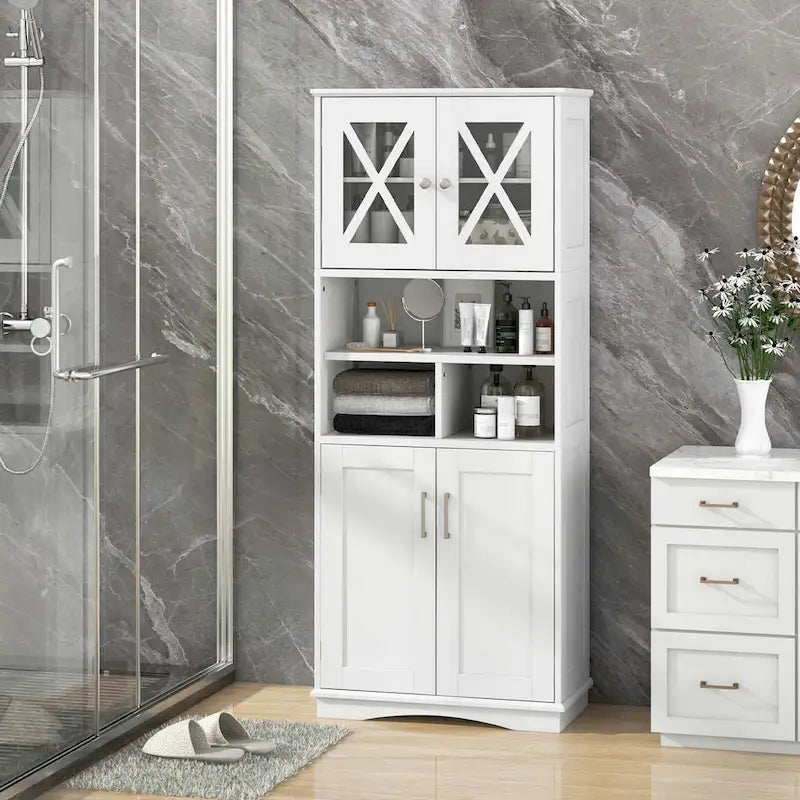Meuble haut de rangement de salle de bain avec portes en acrylique
