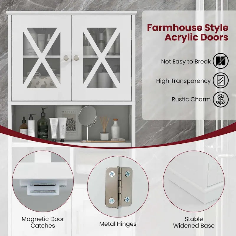 Meuble haut de rangement de salle de bain avec portes en acrylique