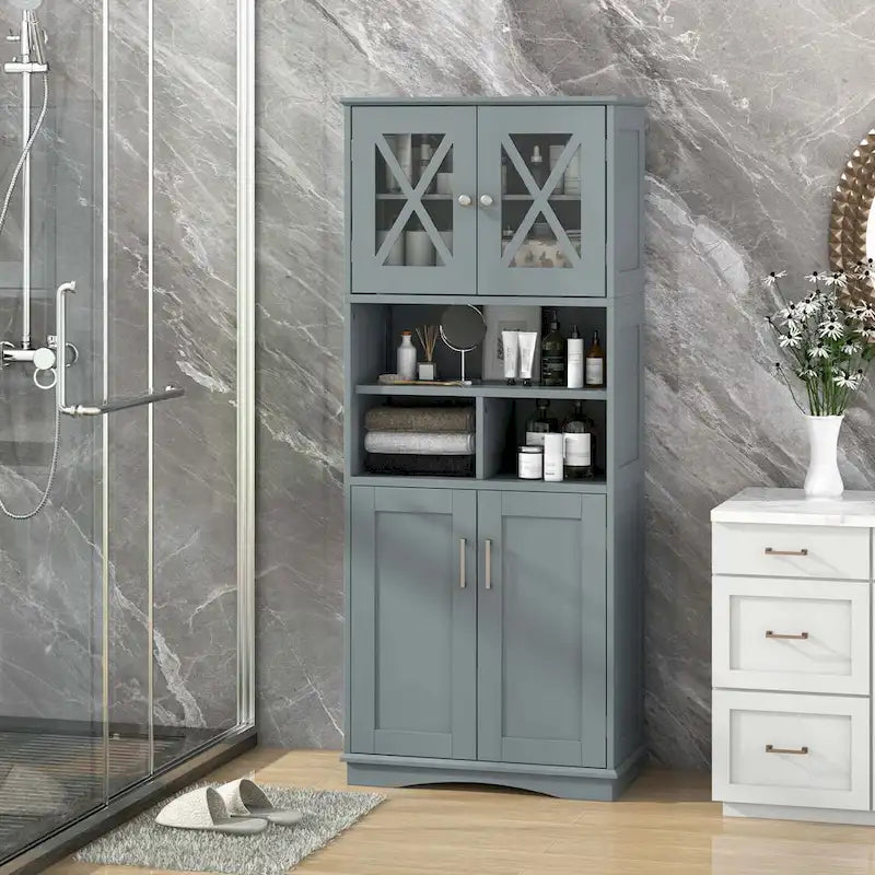 Meuble haut de rangement de salle de bain avec portes en acrylique