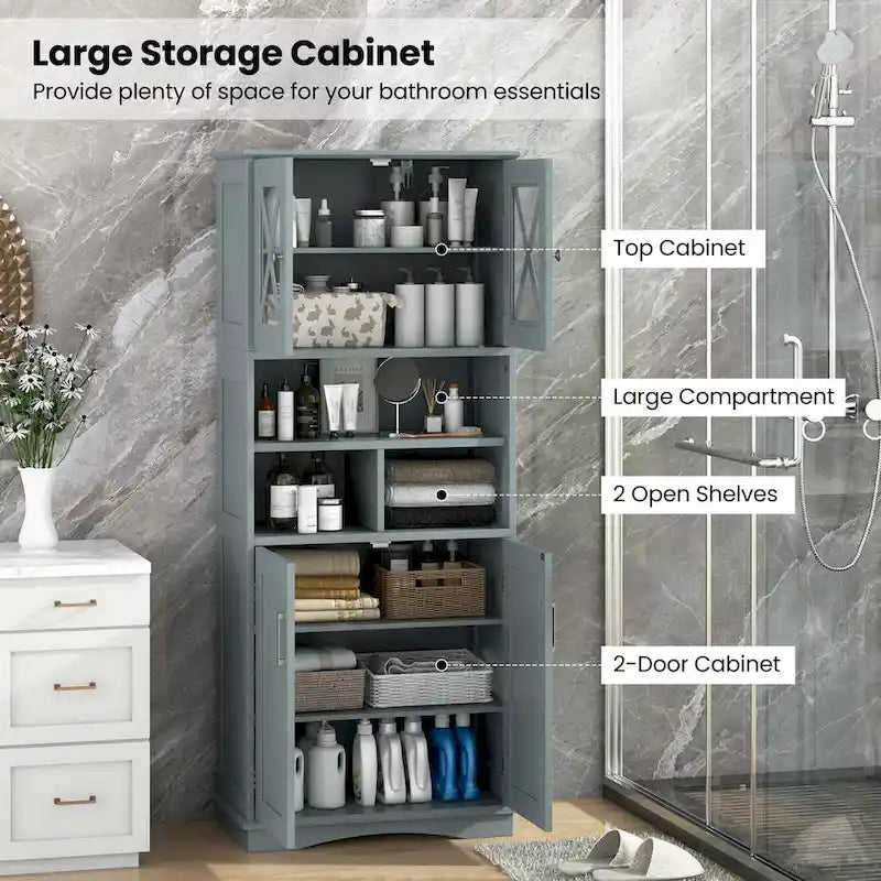 Meuble haut de rangement de salle de bain avec portes en acrylique