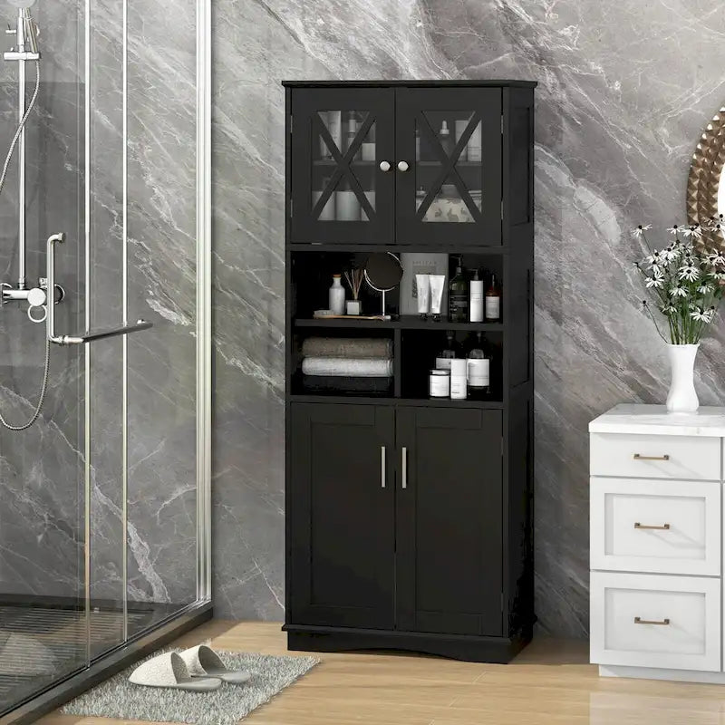 Meuble haut de rangement de salle de bain avec portes en acrylique