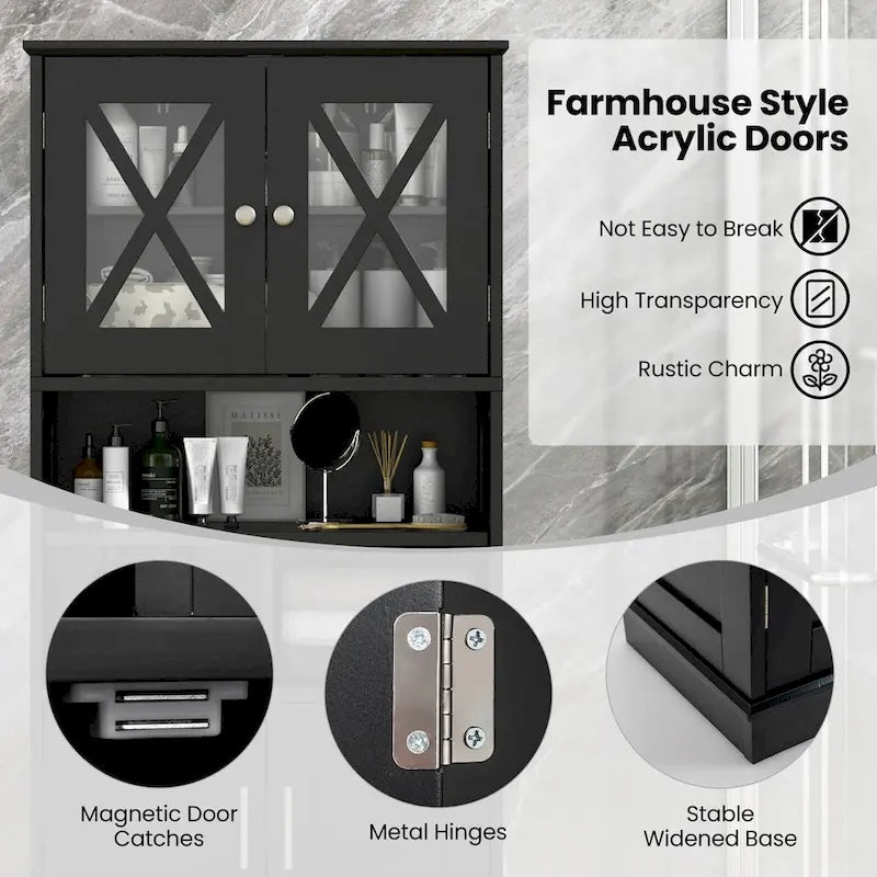 Meuble haut de rangement de salle de bain avec portes en acrylique