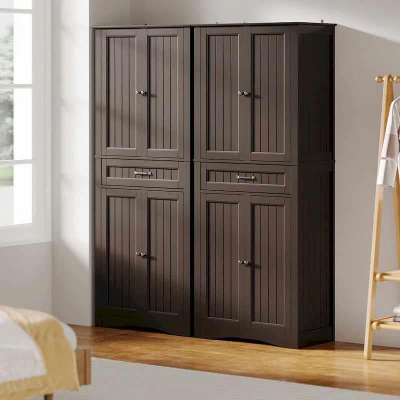 Meuble de Rangement pour Cellier de Cuisine 71", Meuble Autonome de Rangement et d'Organisation avec 4 Portes et 4 Étagères Réglables