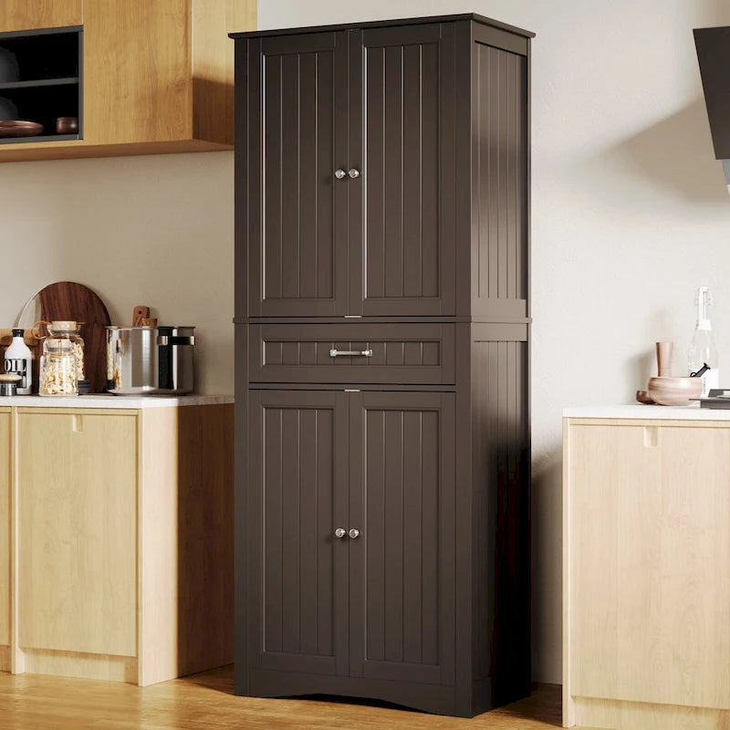 Meuble de Rangement pour Cellier de Cuisine 71", Meuble Autonome de Rangement et d'Organisation avec 4 Portes et 4 Étagères Réglables