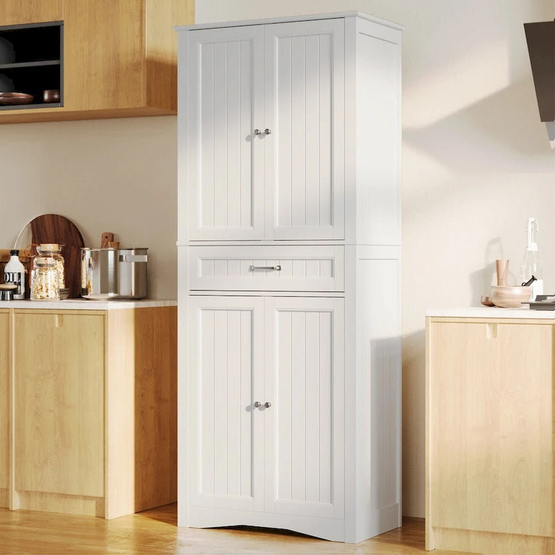 Meuble de Rangement pour Cellier de Cuisine 71", Meuble Autonome de Rangement et d'Organisation avec 4 Portes et 4 Étagères Réglables