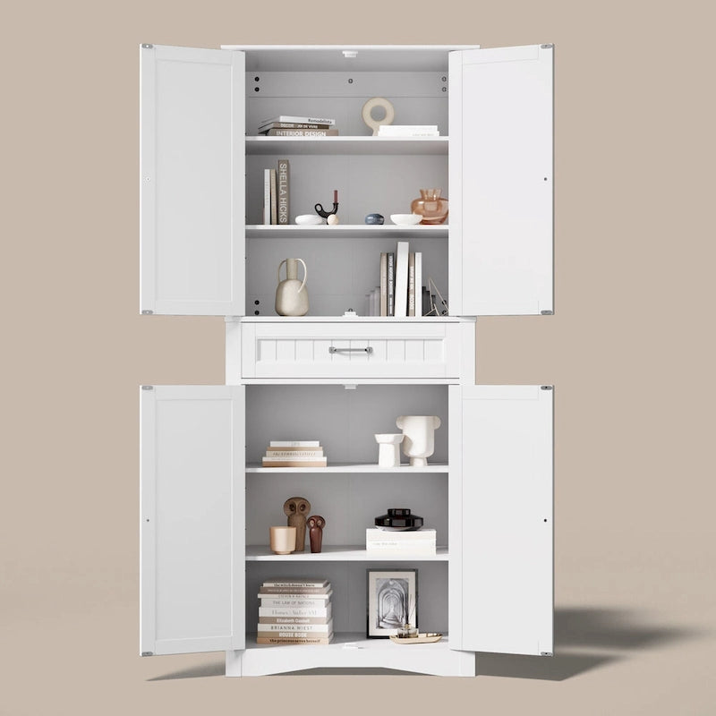 Meuble de Rangement pour Cellier de Cuisine 71", Meuble Autonome de Rangement et d'Organisation avec 4 Portes et 4 Étagères Réglables