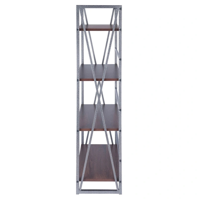 Étagère de rangement à 4 niveaux - 48,5 - Graphite et Noyer