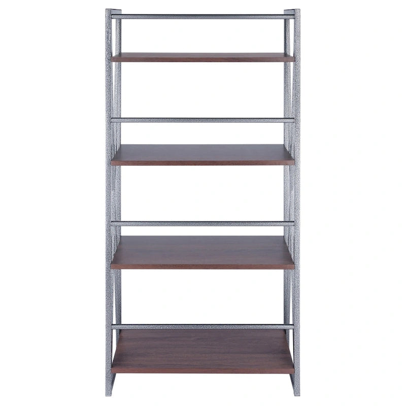 Étagère de rangement à 4 niveaux - 48,5 - Graphite et Noyer