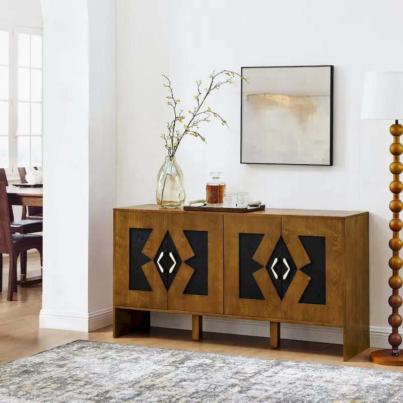 Bahut de rangement polyvalent de style Mid-Century avec étagères réglables