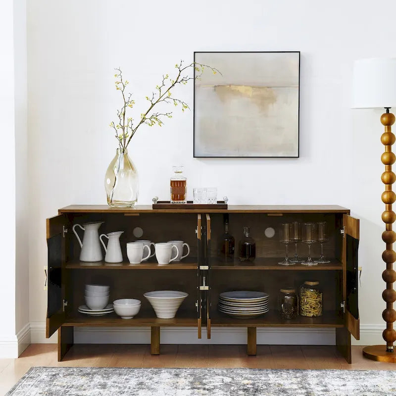 Bahut de rangement polyvalent de style Mid-Century avec étagères réglables