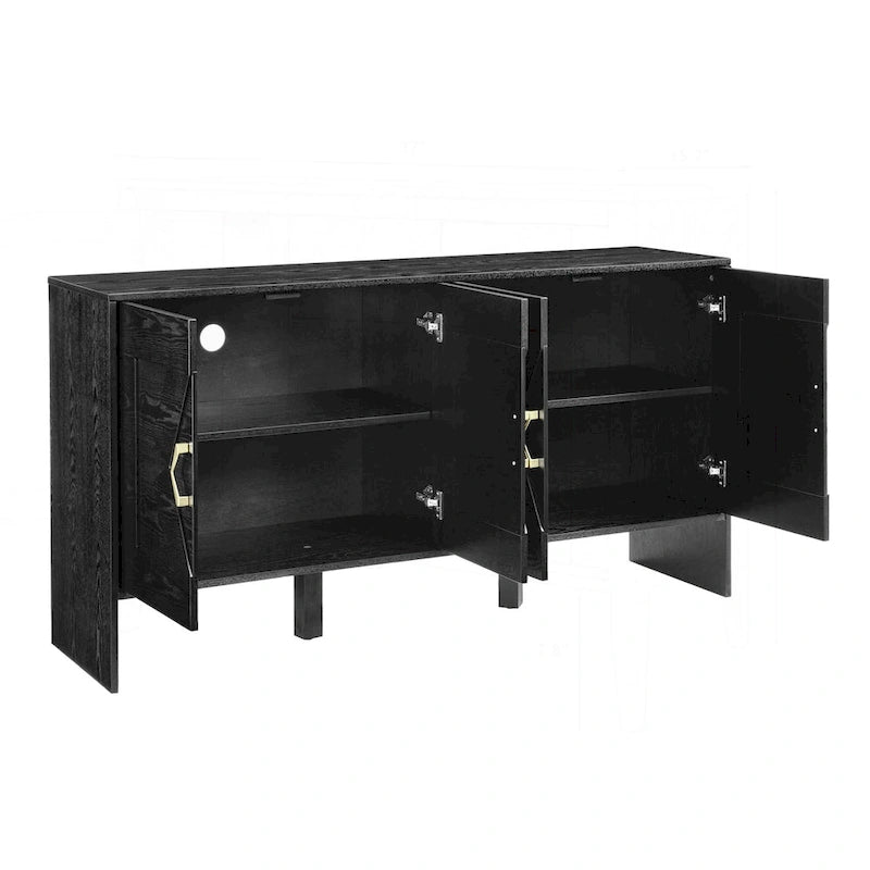 Bahut de rangement polyvalent de style Mid-Century avec étagères réglables