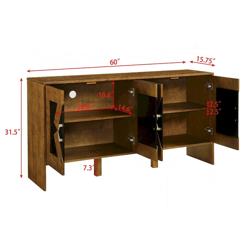Bahut de rangement polyvalent de style Mid-Century avec étagères réglables