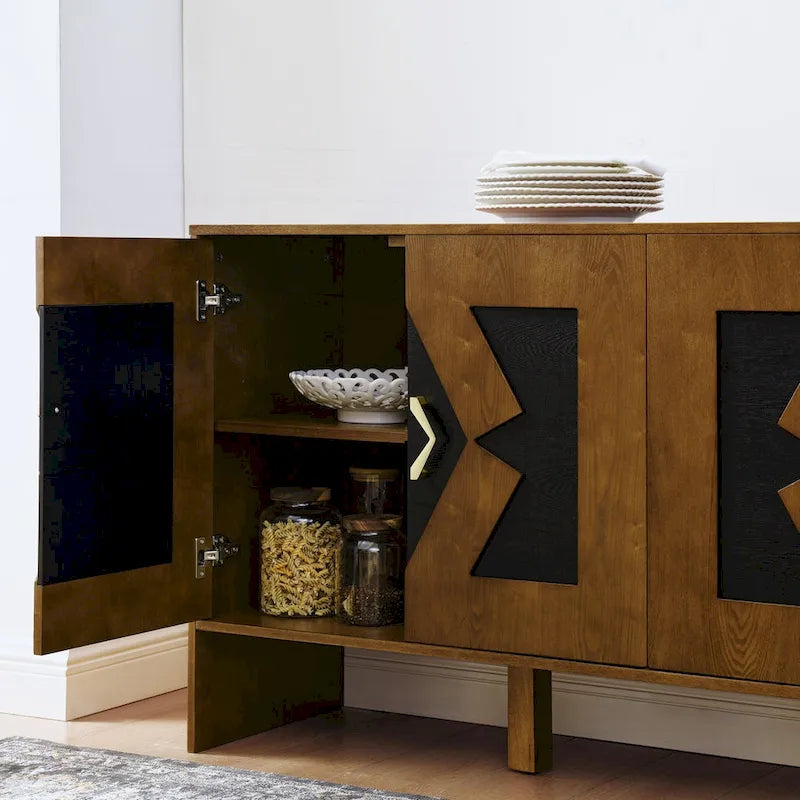 Bahut de rangement polyvalent de style Mid-Century avec étagères réglables