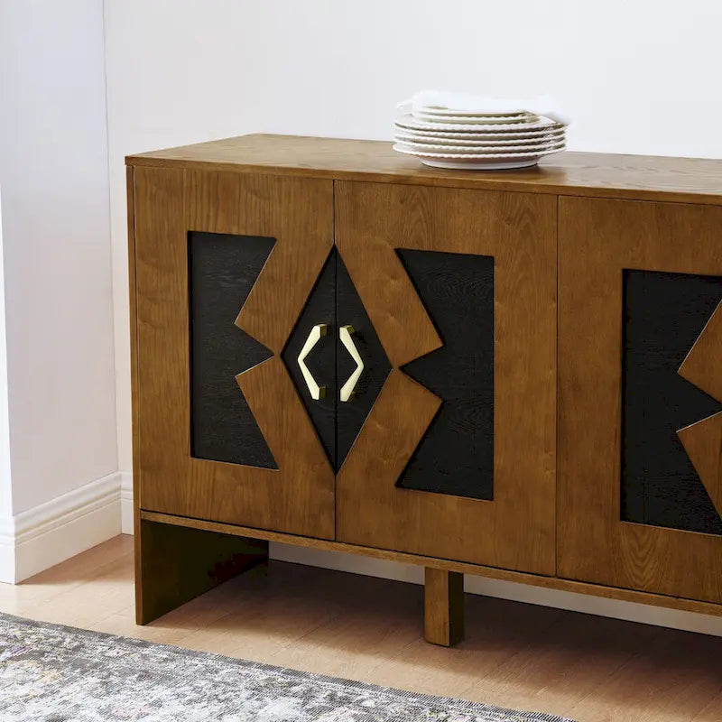 Bahut de rangement polyvalent de style Mid-Century avec étagères réglables