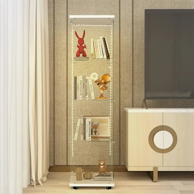 Vitrine en verre trempé, Meuble de rangement, Classeur, avec LED