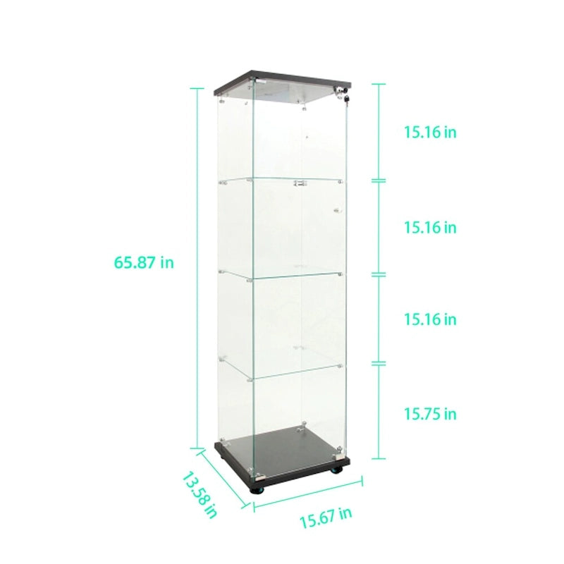 Vitrine en verre trempé, Meuble de rangement, Classeur, avec LED