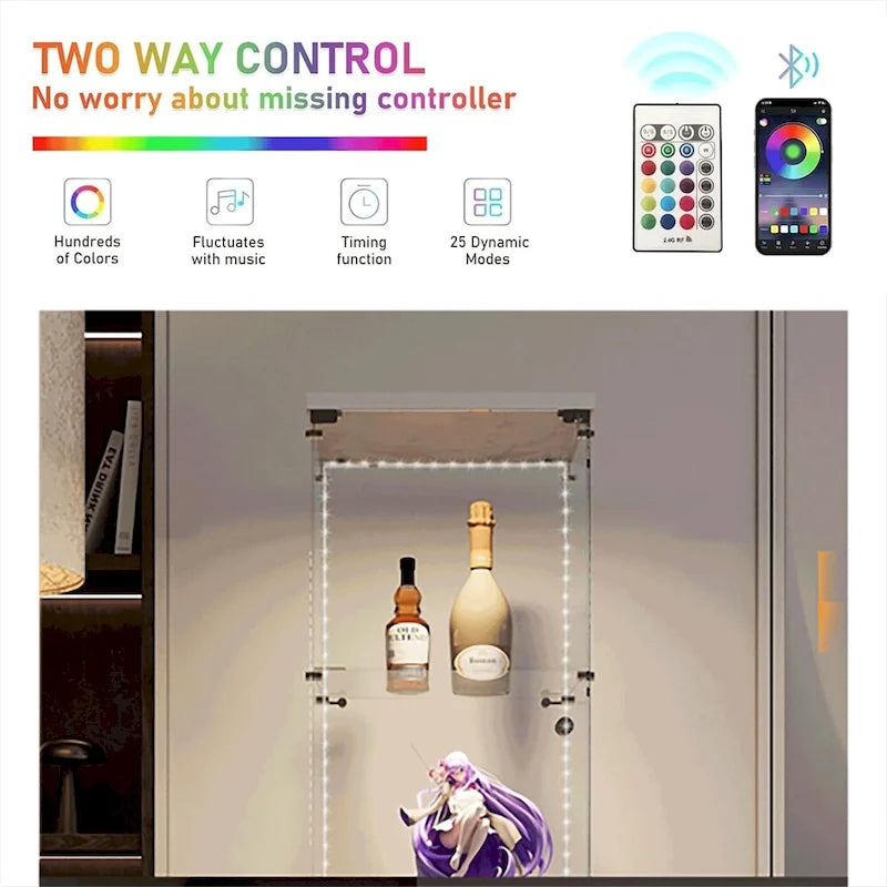 Vitrine en verre trempé, Meuble de rangement, Classeur, avec LED