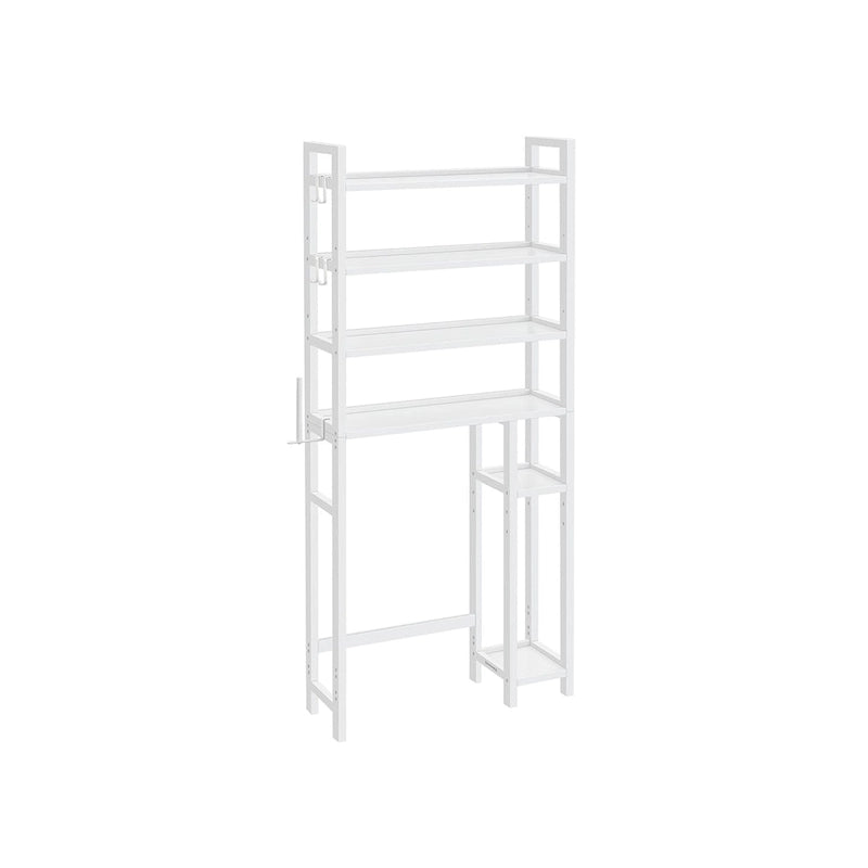 4-Tier Space-Saving Over Toilet Storage Shelf with Adjustable Shelves and Wicker Frame - 32.7L x 10.2W x 72.8H
