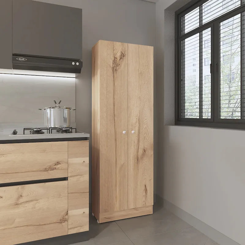Meuble de rangement à double porte, cinq étagères