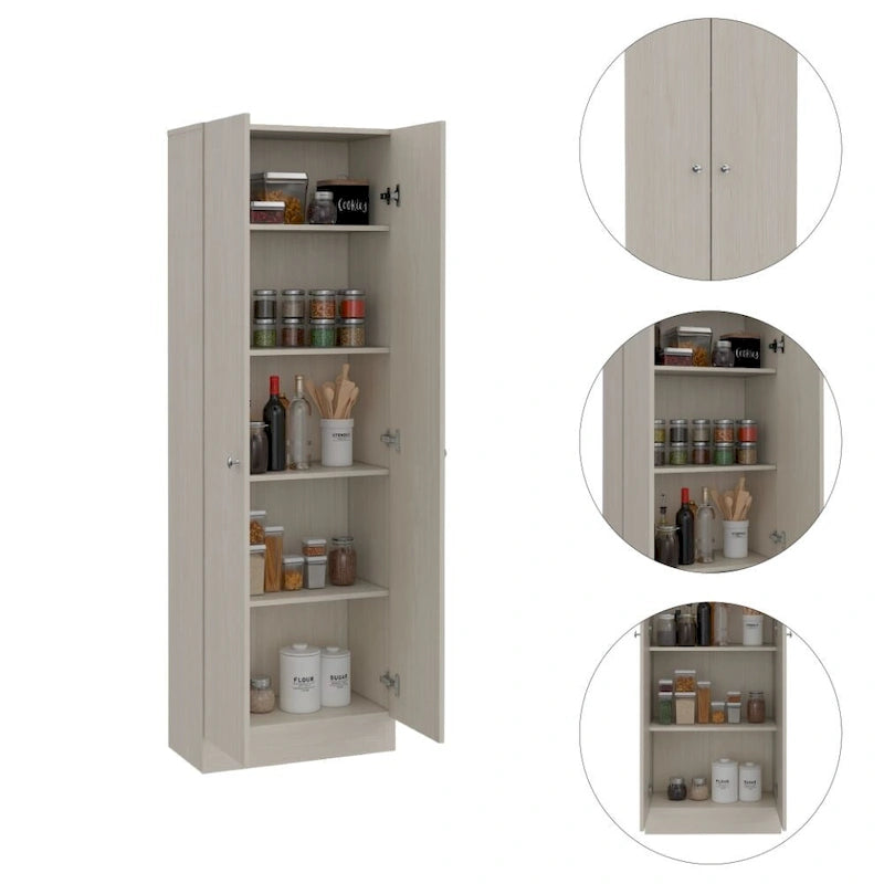 Meuble de rangement à double porte, cinq étagères