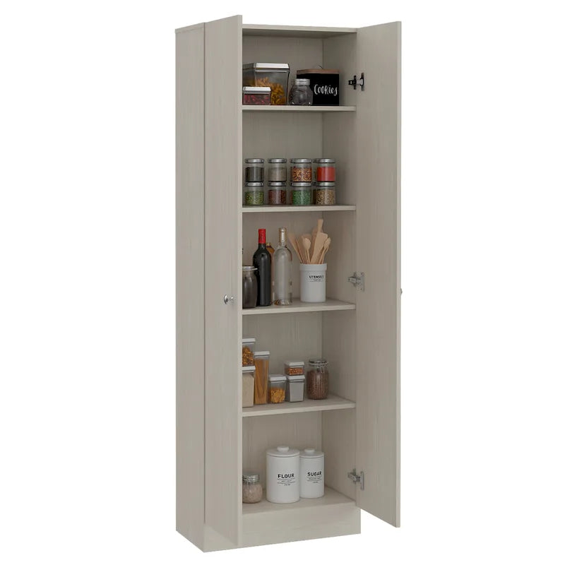 Meuble de rangement à double porte, cinq étagères
