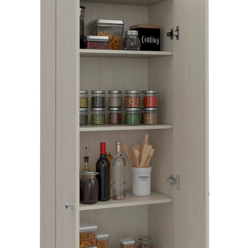 Meuble de rangement à double porte, cinq étagères