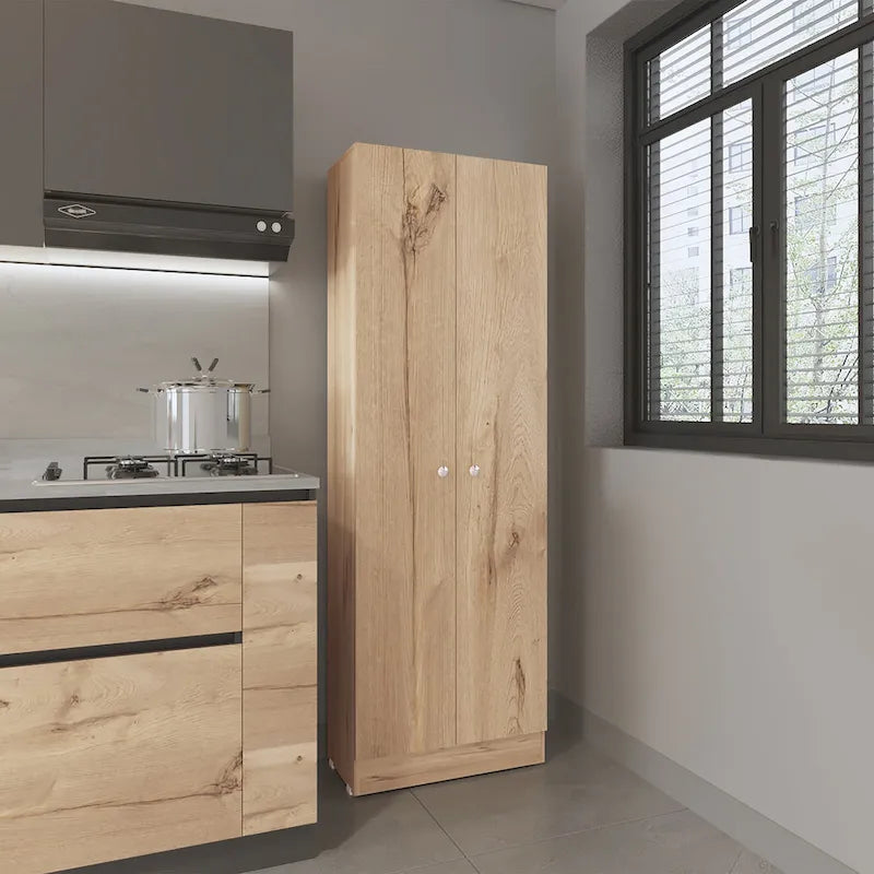 Meuble de rangement à double porte, cinq étagères