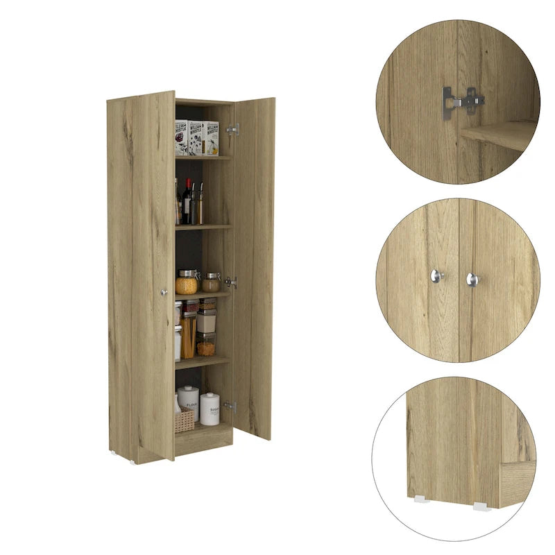 Meuble de rangement à double porte, cinq étagères