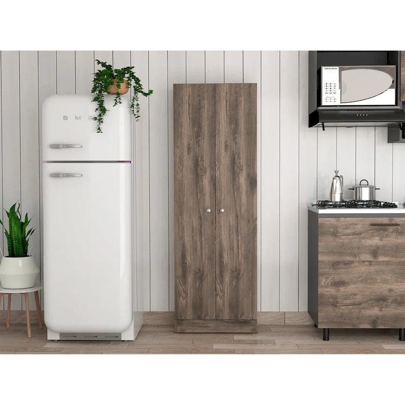 Meuble de rangement à double porte, cinq étagères