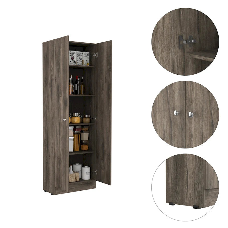 Meuble de rangement à double porte, cinq étagères
