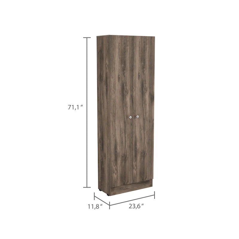 Meuble de rangement à double porte, cinq étagères