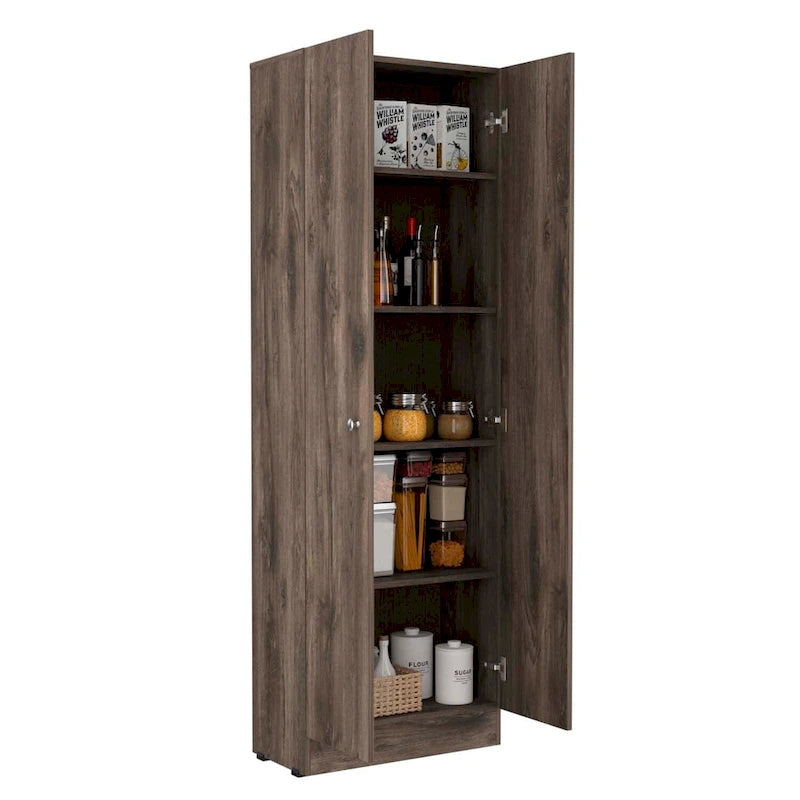 Meuble de rangement à double porte, cinq étagères