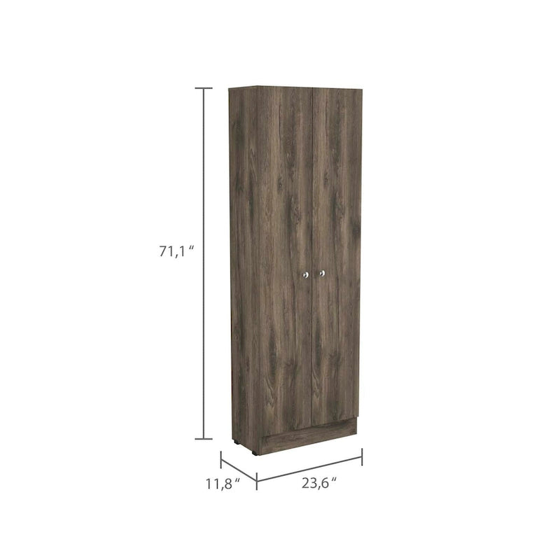 Meuble de rangement à double porte, cinq étagères