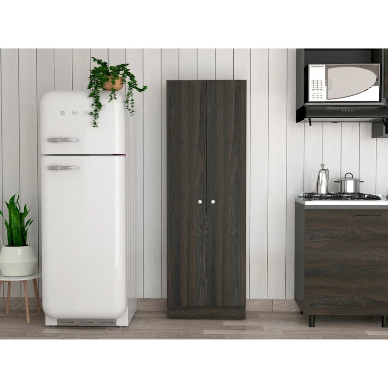 Meuble de rangement à double porte, cinq étagères