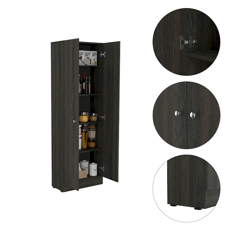 Meuble de rangement à double porte, cinq étagères