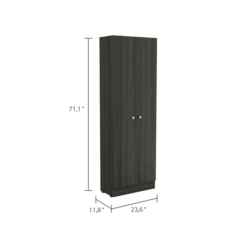Meuble de rangement à double porte, cinq étagères