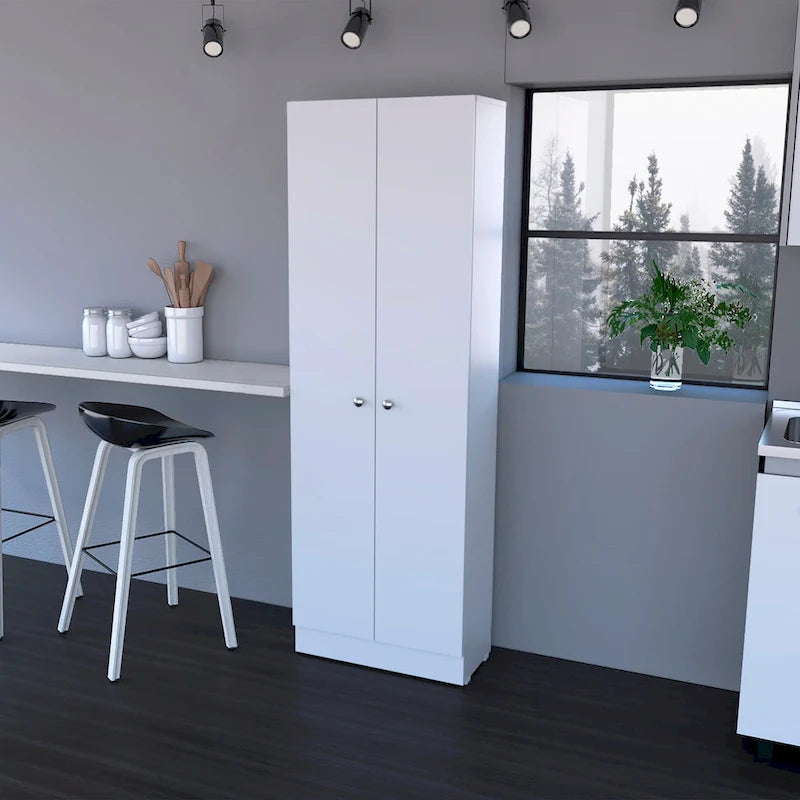 Meuble de rangement à double porte, cinq étagères