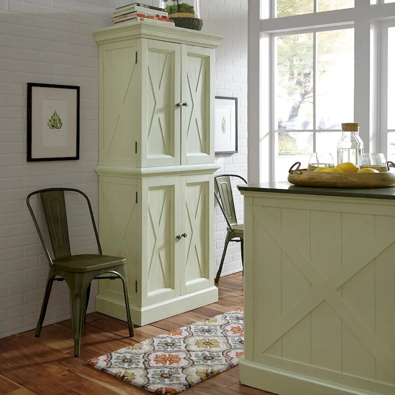 Garde-manger de cuisine blanc cassé avec 4 portes d'armoire