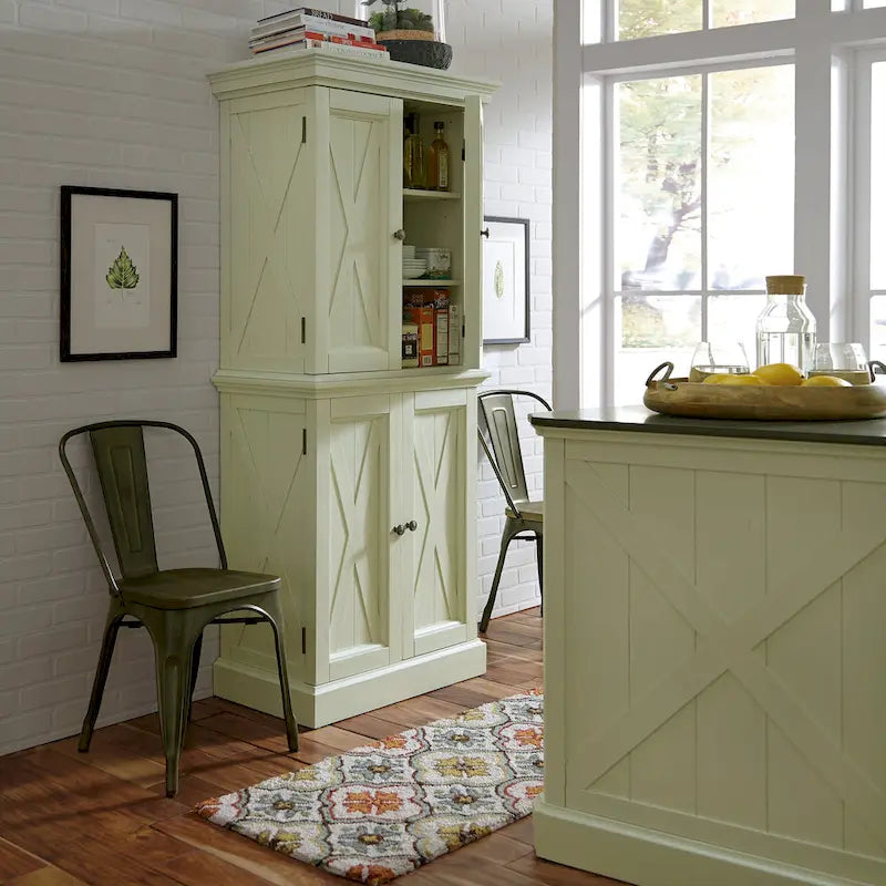 Garde-manger de cuisine blanc cassé avec 4 portes d'armoire