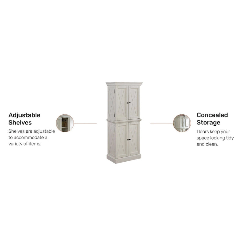 Garde-manger de cuisine blanc cassé avec 4 portes d'armoire