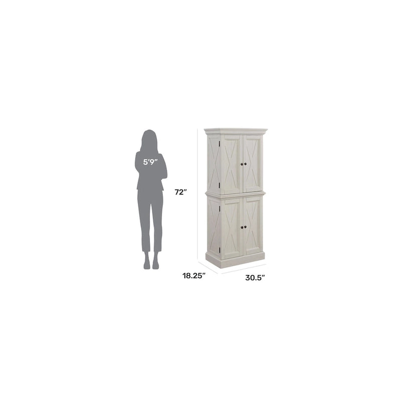 Garde-manger de cuisine blanc cassé avec 4 portes d'armoire