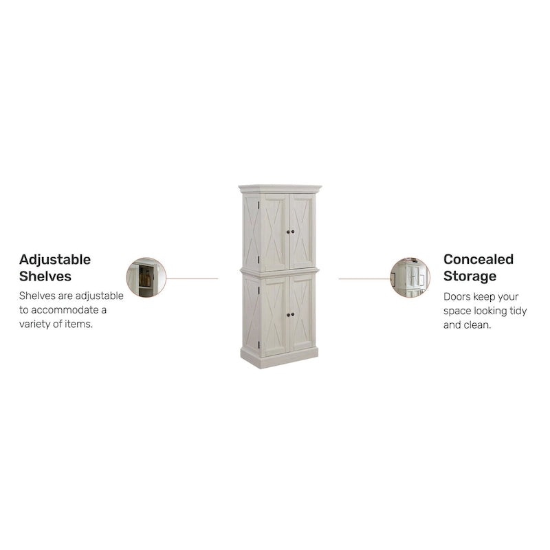 Garde-manger de cuisine blanc cassé avec 4 portes d'armoire