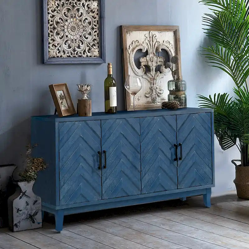 Buffet 4 portes de style vintage avec étagères réglables