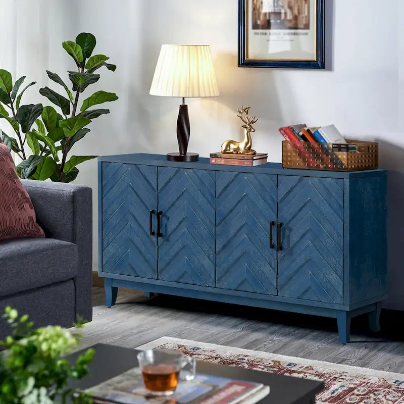 Buffet 4 portes de style vintage avec étagères réglables