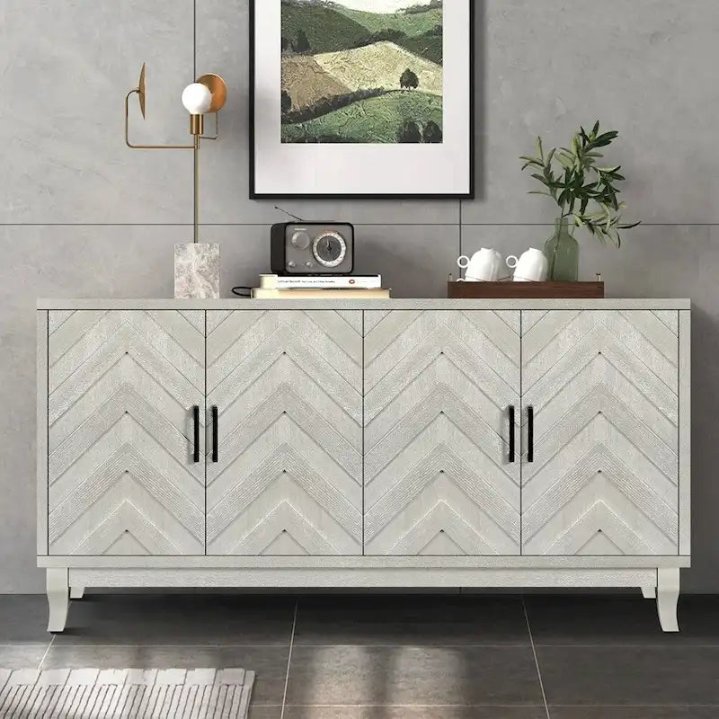 Buffet 4 portes de style vintage avec étagères réglables