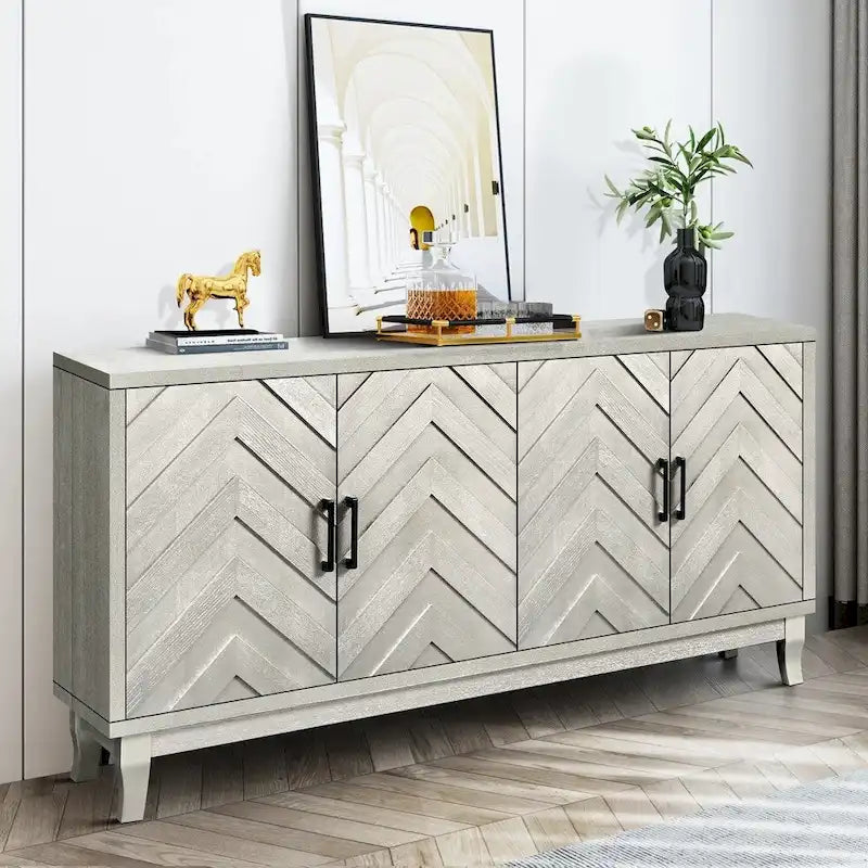 Buffet 4 portes de style vintage avec étagères réglables