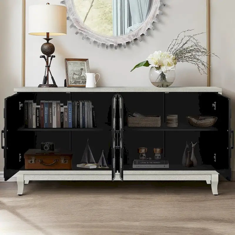 Buffet 4 portes de style vintage avec étagères réglables