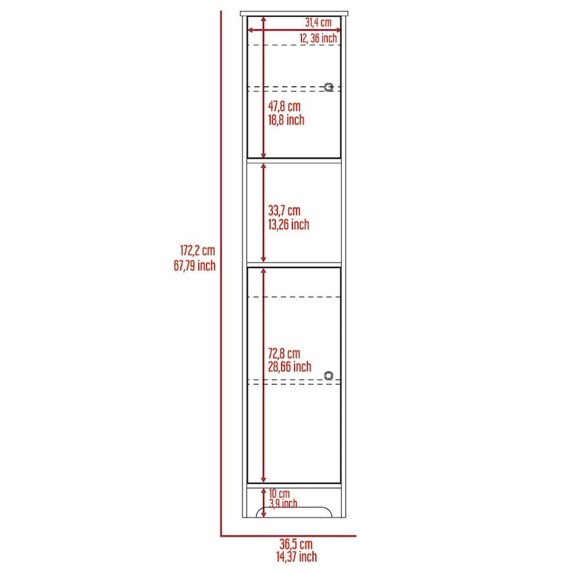 Meuble de rangement pour linge de maison de 35,5 cm de large avec deux portes, 4 étagères intérieures et 2 armoires