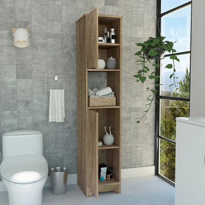Meuble de rangement pour linge de maison de 35,5 cm de large avec deux portes, 4 étagères intérieures et 2 armoires
