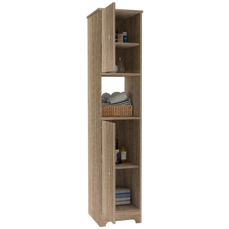 Meuble de rangement pour linge de maison de 35,5 cm de large avec deux portes, 4 étagères intérieures et 2 armoires